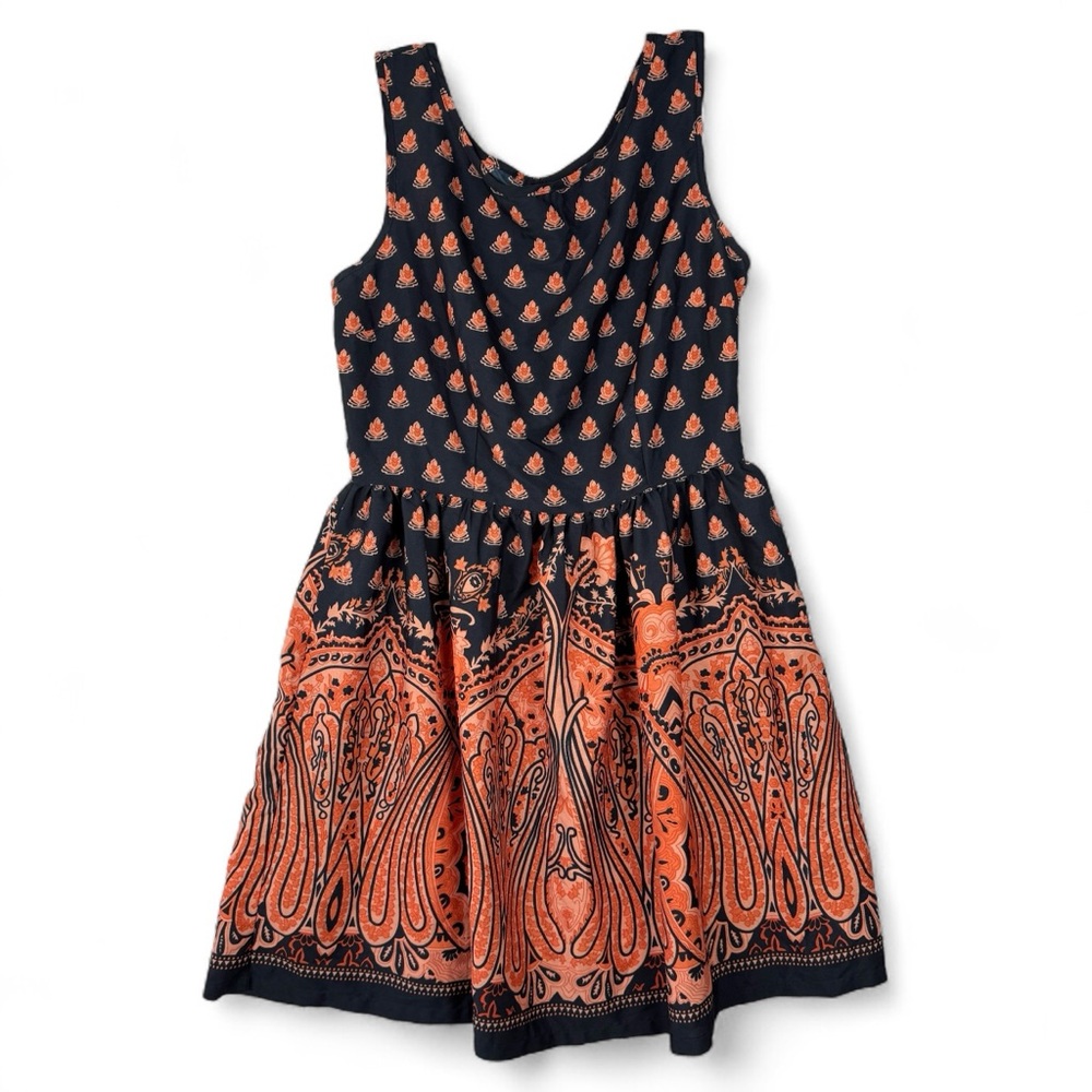 Up By Ultra Pink Autumnal Orange Blue Dress Knee Length Women’s MEDIUM